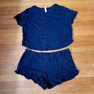 Used Women's Stars Above Large Black Pajama Top and Ruffle Shorts